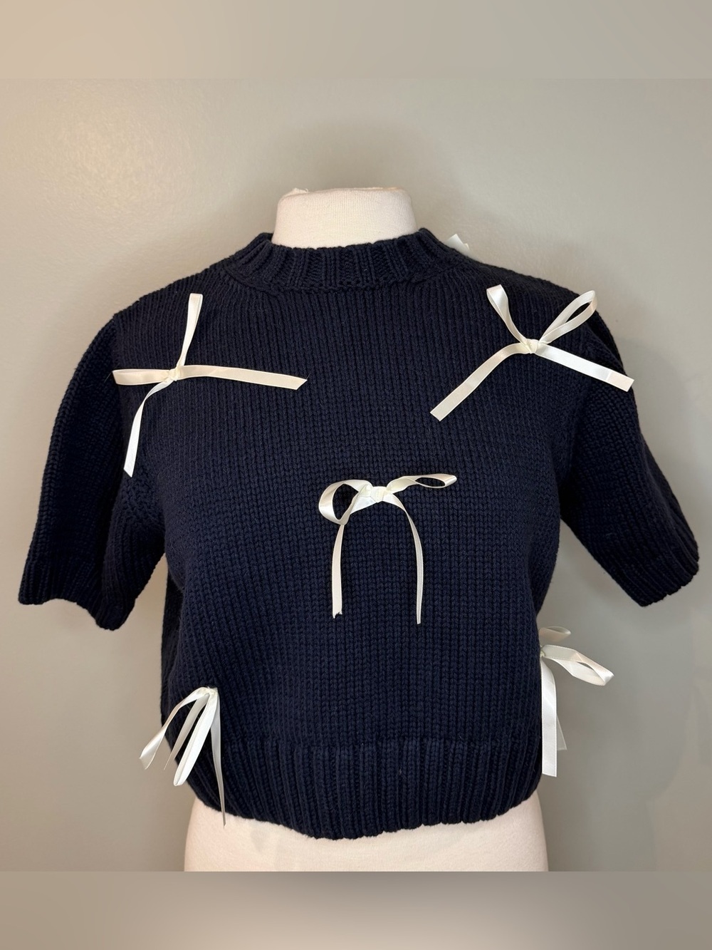 Rosie Posie Navy Blue sweater with white bows